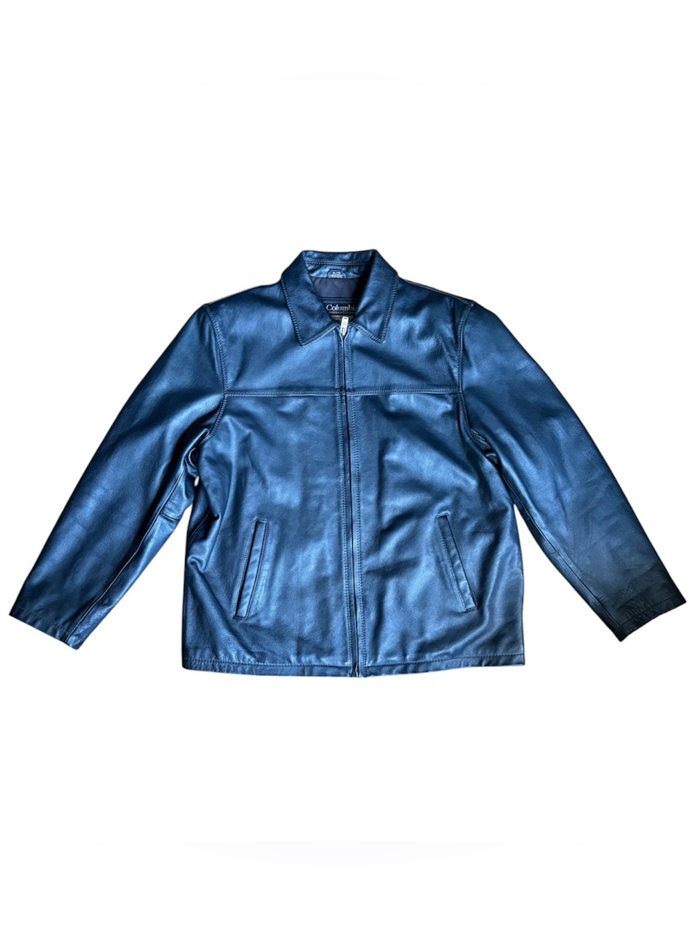 Columbia leather jacket black XL vintage 90s y2k classic 5 pockets chore coat